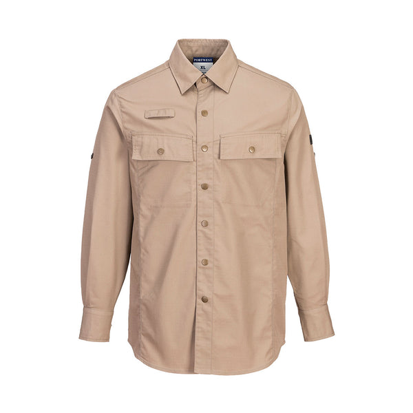 S130-Sand.  Ripstop Long Sleeve Shirt.  Live Chat for Bulk Discounts