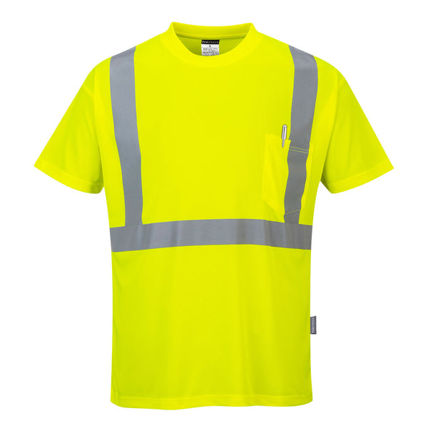 S190-Yellow.  Hi-Vis Pocket T-Shirt.  Live Chat for Bulk Discounts