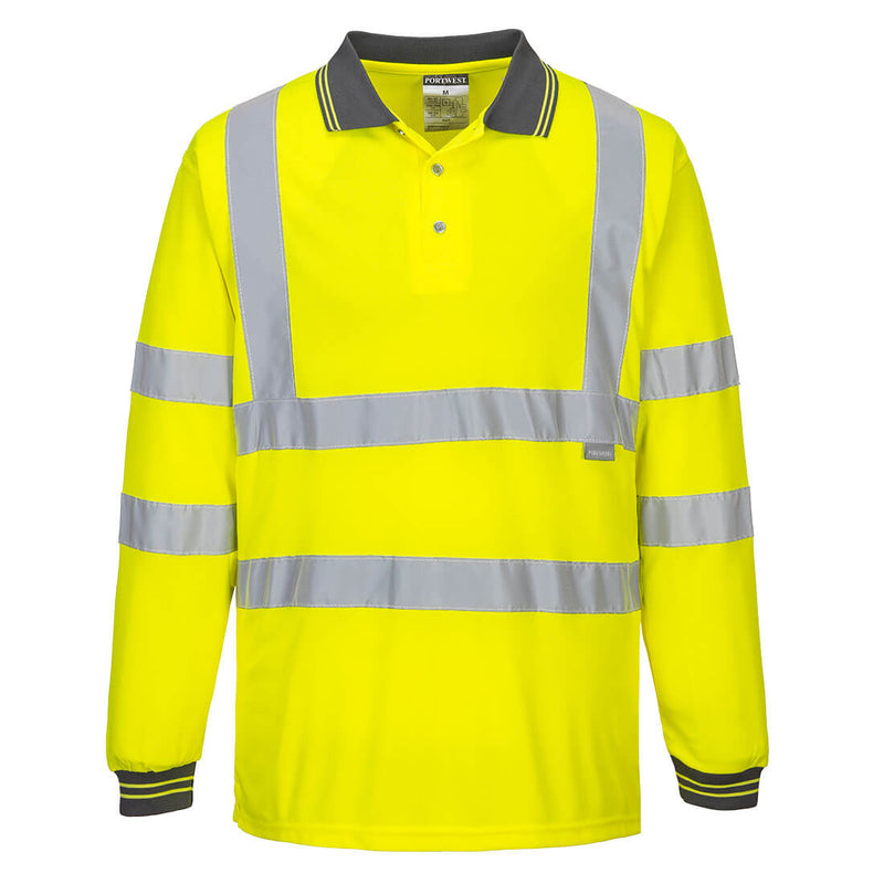 S277-Yellow.  Hi-Vis Long Sleeve Polo Shirt.  Live Chat for Bulk Discounts