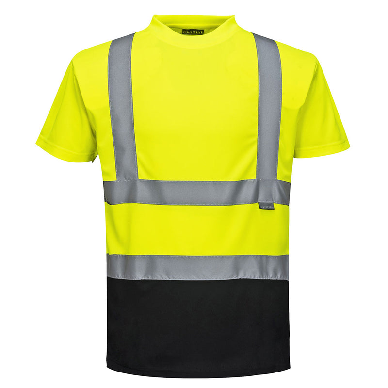 S378-Yellow/Black.  Two-Tone T-Shirt.  Live Chat for Bulk Discounts