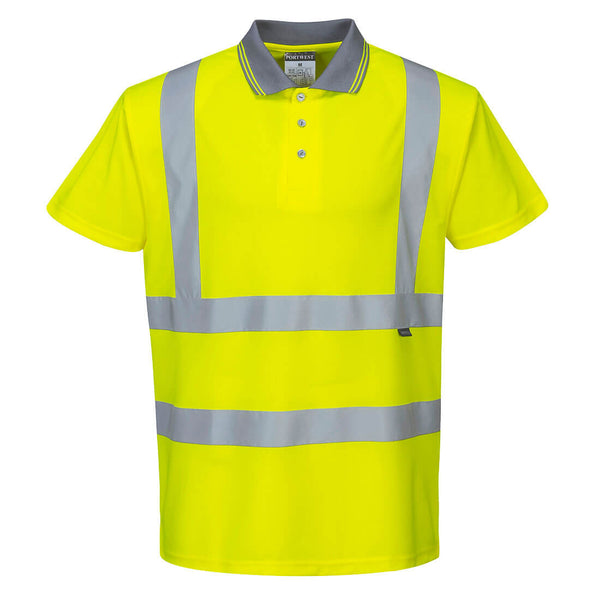 S477-Yellow Tall.  Hi-Vis Short Sleeve Polo Shirt.  Live Chat for Bulk Discounts