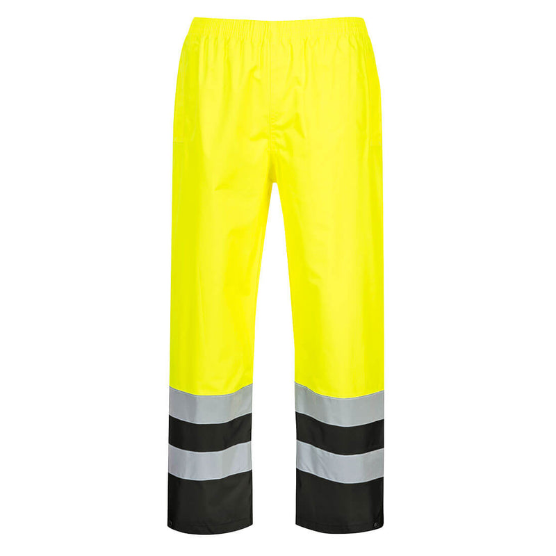 S486-Yellow/Black.  Hi-Vis Two Tone Traffic Pants.  Live Chat for Bulk Discounts