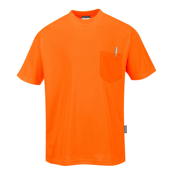 S578-Orange.  Non ANSI Pocket Short Sleeve T-Shirt.  Live Chat for Bulk Discounts