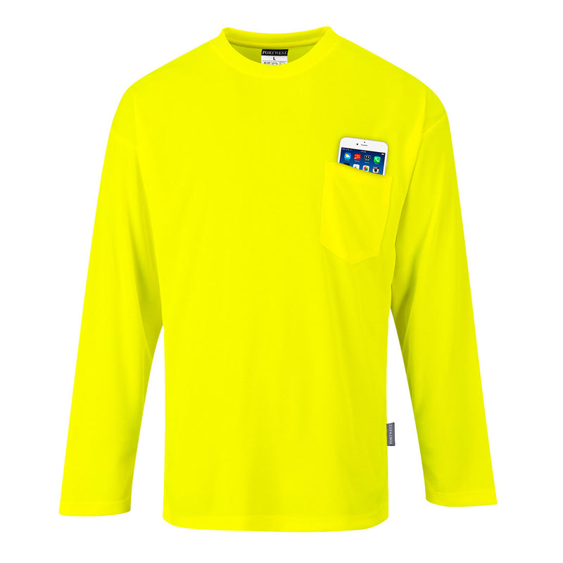 S579-Yellow.  Non ANSI Pocket Long Sleeve T-Shirt.  Live Chat for Bulk Discounts