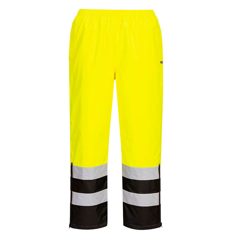 S598-Yellow/Black.  Hi-Vis Lined Rain Pants.  Live Chat for Bulk Discounts