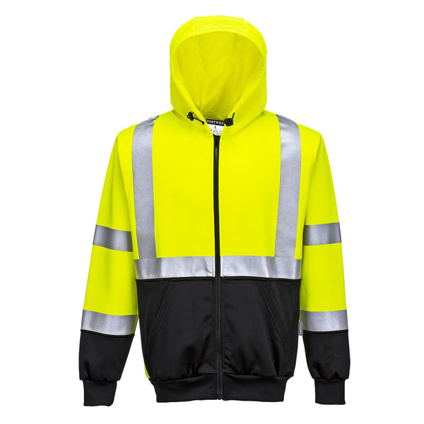 UB315-Yellow/Black.  Hi-Vis Two-Tone Zipped Hoodie.  Live Chat for Bulk Discounts