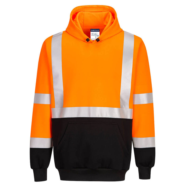 UB324-Orange/Black.  Two-Tone Hooded Sweatshirt.  Live Chat for Bulk Discounts