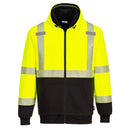 UB325-Yellow/Black.  Hi-Vis Thermal Two Tone Zipped Hoodie.  Live Chat for Bulk Discounts