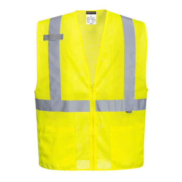 UC493-Yellow.  Economy Mesh Zipper Vest.  Live Chat for Bulk Discounts