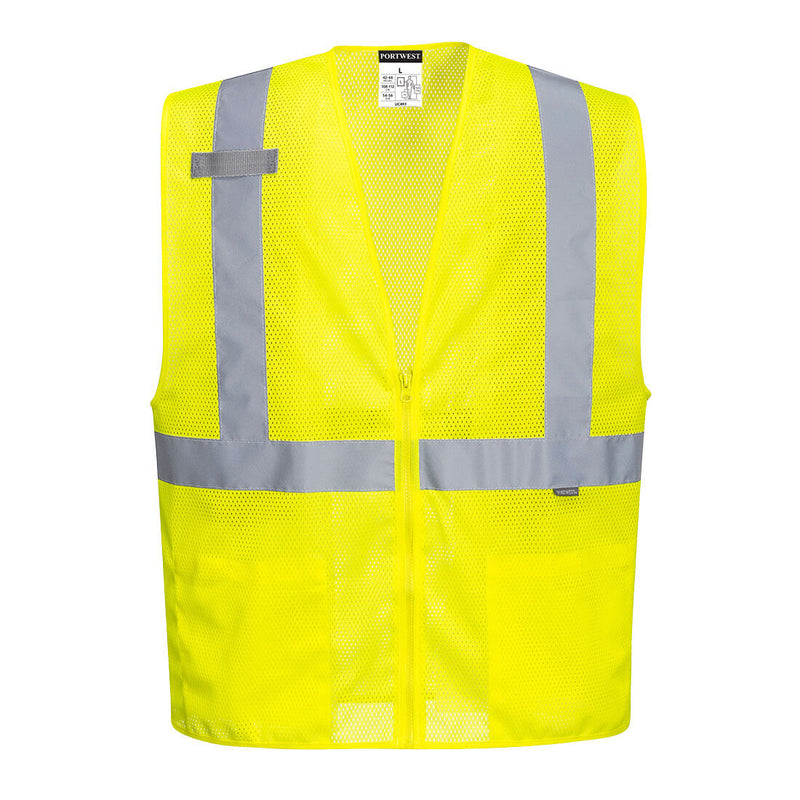 UC493-Yellow.  Economy Mesh Zipper Vest.  Live Chat for Bulk Discounts