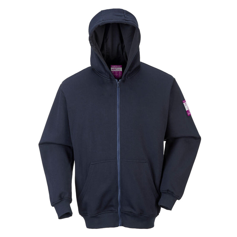 UFR81-Navy.  FR Zipper Front Hooded Sweatshirt.  Live Chat for Bulk Discounts