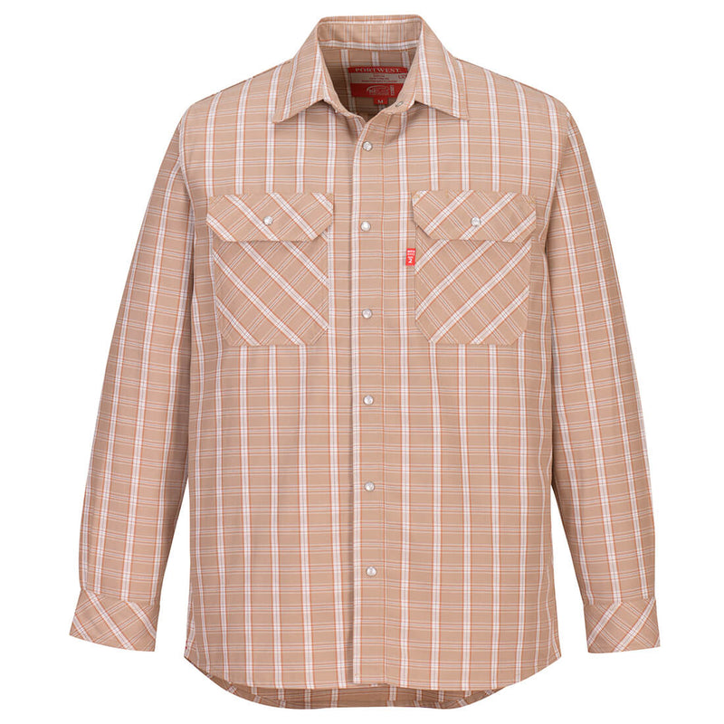 UFR97-Khaki.  Bizflame 88/12 FR Plaid Shirt .  Live Chat for Bulk Discounts