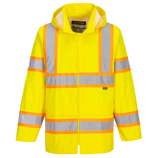 UH400-Yellow.  Hi-Vis Contrast Tape Rain Jacket.  Live Chat for Bulk Discounts