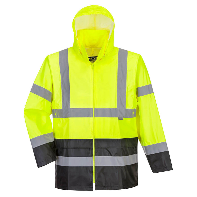 UH443-Yellow/Black.  Hi-Vis Classic Contrast Rain Jacket.  Live Chat for Bulk Discounts