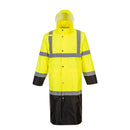 UH446-Yellow/Black.  Hi-Vis Contrast Rain Coat 48".  Live Chat for Bulk Discounts
