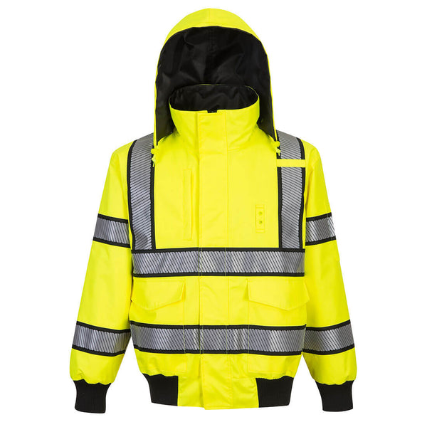 UH449-Yellow/Black.  Hi-Vis Reversible Bomber Jacket.  Live Chat for Bulk Discounts