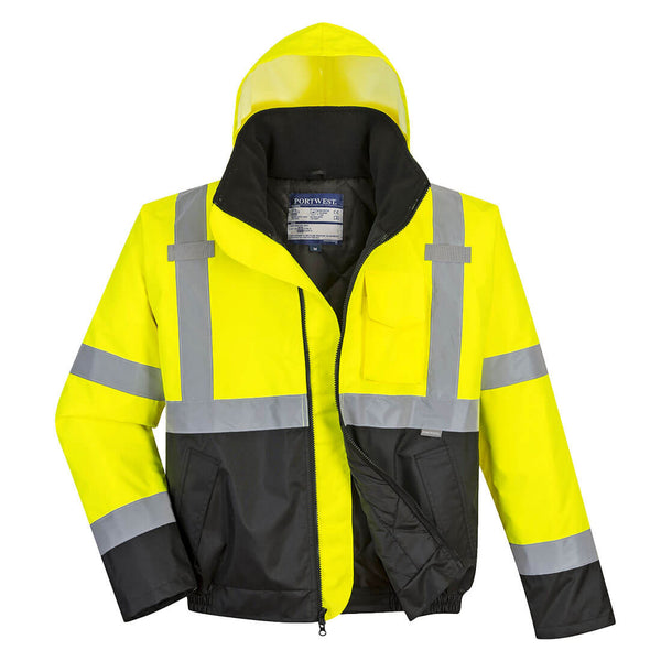 US363-Yellow/Black Tall.  Hi-Vis Two Tone Bomber Jacket.  Live Chat for Bulk Discounts