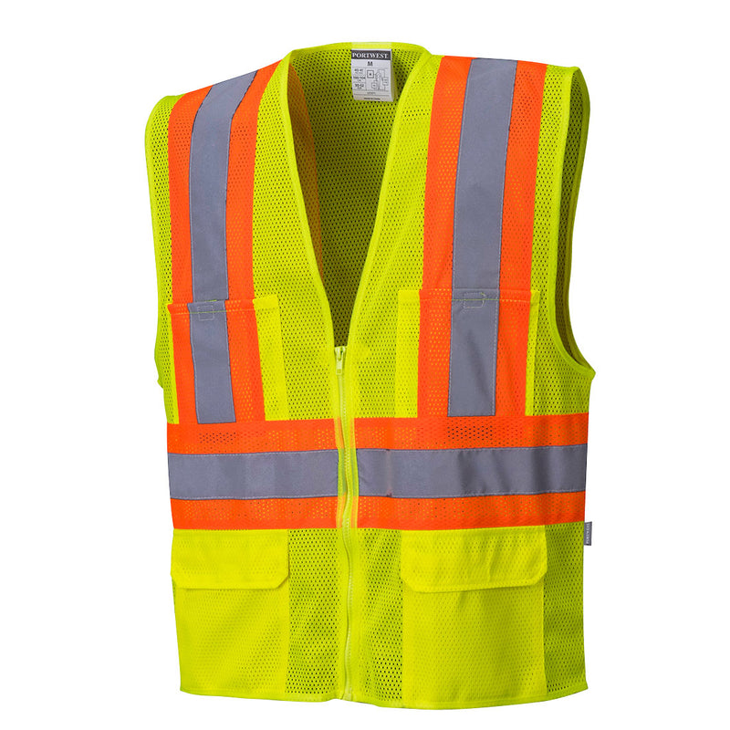 US371-Yellow.  Tulsa Contrast Hi-Vis Mesh Vest.  Live Chat for Bulk Discounts