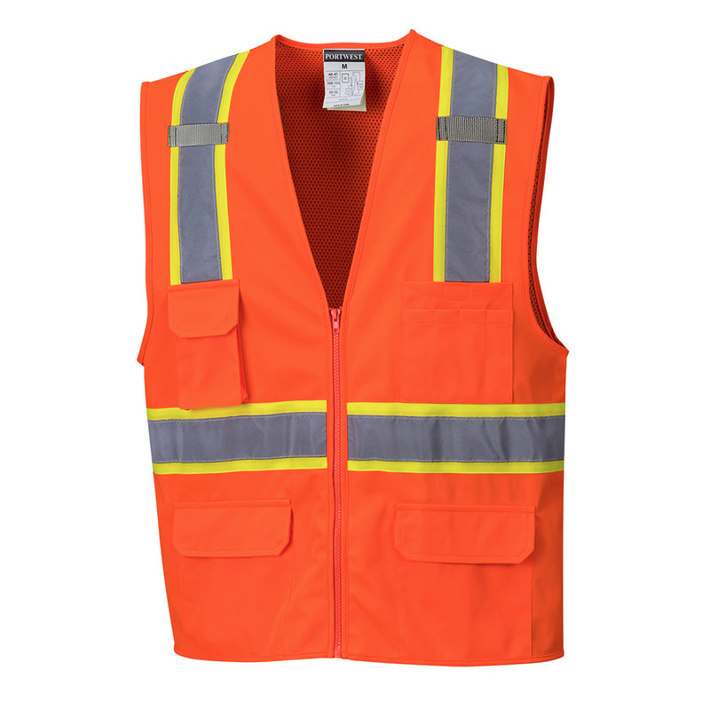 US372-Orange.  Jackson Contrast Hi-Vis Vest.  Live Chat for Bulk Discounts