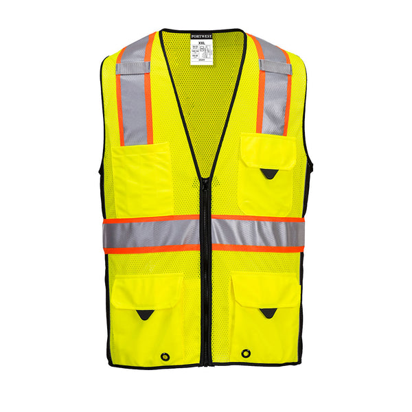 US377-Yellow/Black.  Ultra Cool Surveyor Vest.  Live Chat for Bulk Discounts