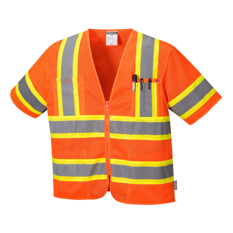 US383-Orange.  Augusta Sleeved Hi-Vis Vest.  Live Chat for Bulk Discounts