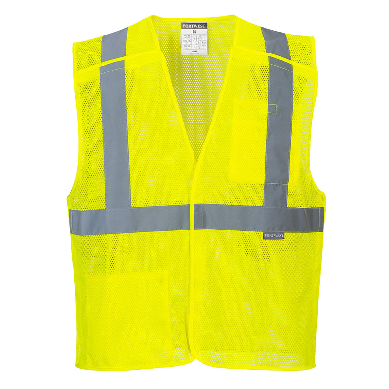 US384-Yellow.  Economy Mesh Breakaway Vest .  Live Chat for Bulk Discounts