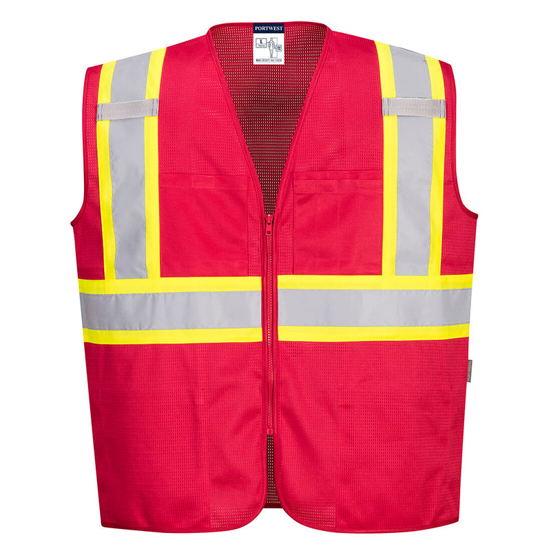 US391-Red.  Iona Plus Mesh Vest.  Live Chat for Bulk Discounts