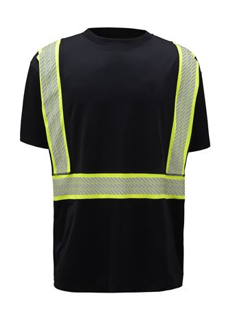 GSS Safety [5703] Non-ANSI Onyx Two-Tone Anti-Snag T-Shirt w/Segment Tape - Black. Live Chat for Bulk Discounts.