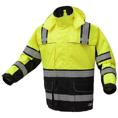 GSS Safety [6501] ONYX Class 3 Hi Vis Ripstop Safety Rain Coat with Te