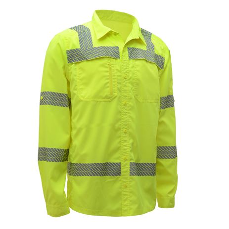 GSS Safety [7505] Hi Vis Class 3 Lightweight Shirt Ripstop Botton Down Shirt w/SPF 50+. Live Chat for Bulk Discounts.